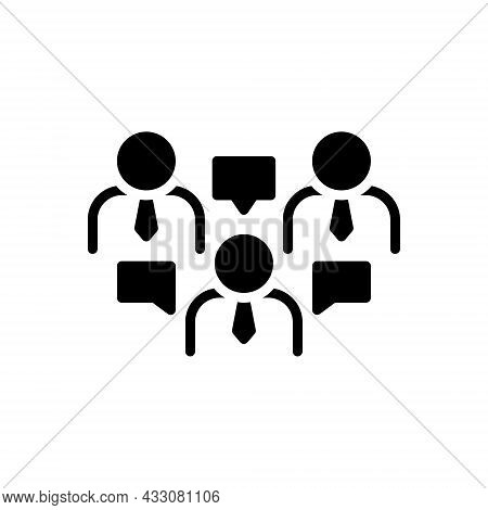 Black Solid Icon For Discuss Dissert Argue Debate Talking Communication Conversation Chitchat Parley