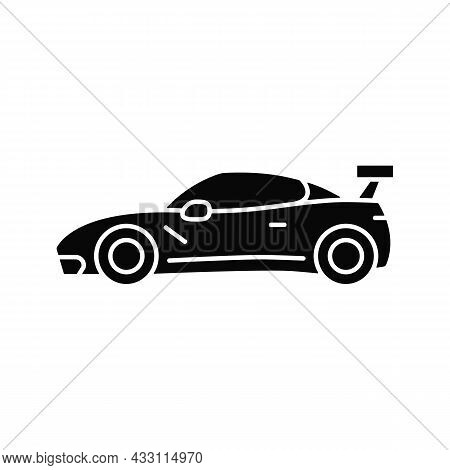Customized Sports Car Black Glyph Icon. Designing Vehicle For Street Racing. Upgrading Automobile Pe
