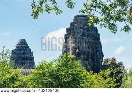 Bruggelette, Belgium - 9 July 2021: Theme Zoo Park Pairi Daiza. Oriental Building