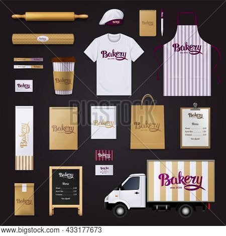 Deliciously Creative Bakery Pastry Shop Visual Corporate Identity Stripes Design Template Basic Item