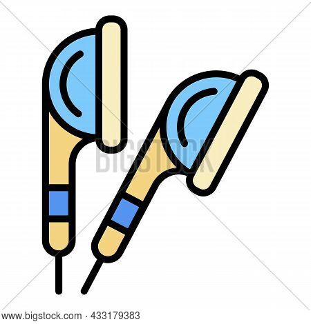 Ear Buds Icon. Outline Ear Buds Vector Icon Color Flat Isolated On White