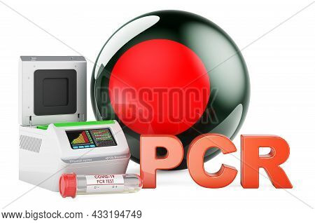 Pcr Test For Covid-19 In Bangladesh, Concept. Pcr Thermal Cycler With Bangladeshi Flag, 3d Rendering