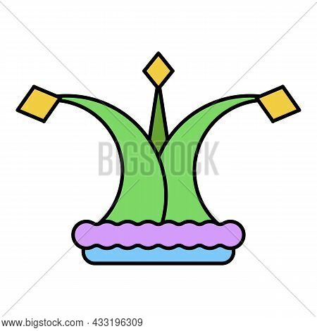 Comic Jester Hat Icon. Outline Comic Jester Hat Vector Icon Color Flat Isolated On White