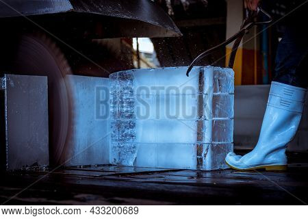 The Ice Factory Under Working With Industry Machine Which Produce Ices With Ice Factory Background A