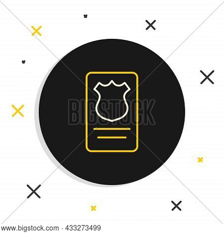 Line Police Badge With Id Case Icon Isolated On White Background. Colorful Outline Concept. Vector