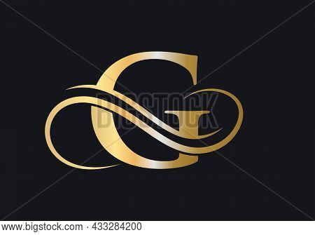G Letter Initial Luxurious Logo Template. Premium G Logo Golden Concept. G Letter Logo With Golden L