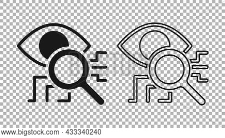 Black Eye Scan Icon Isolated On Transparent Background. Retinal Scan. Scanning Eye. Security Check S