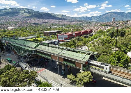 Medellin, Antioquia. Colombia - September 17, 2021 - Universidad Metro Station And Explora Park. Uni