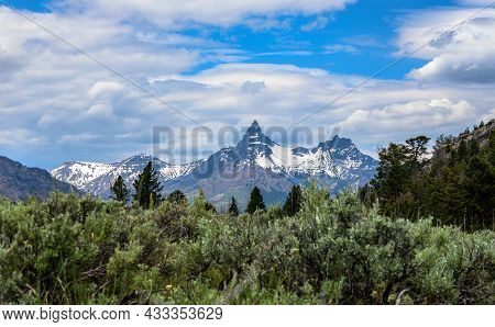 Beartooth Mountain Looms Over Wyoming Wilderness On Summer Day
