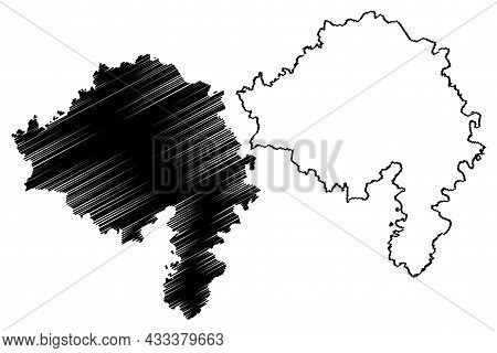 Bhind District (madhya Pradesh State, Chambal Division, Republic Of India) Map Vector Illustration, 