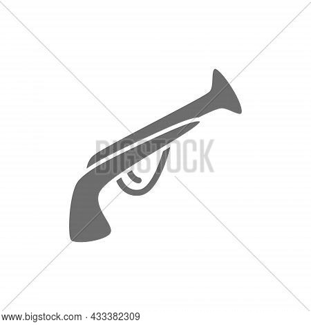 Flintlock Pistol, Musket Rifle, Pirate Gun, Antique Weapon Grey Icon.