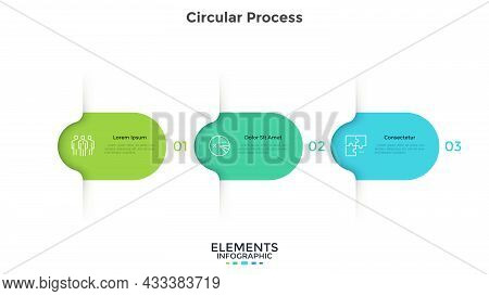 Three Colorful Rounded Elements. Concept Of 3 Successive Steps Of Business Project Development Proce