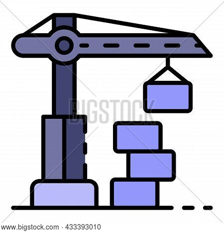 Construction Home Crane Icon. Outline Construction Home Crane Vector Icon Color Flat Isolated