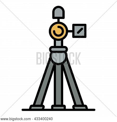 Video Camera On Tripod Icon. Outline Video Camera On Tripod Vector Icon Color Flat Isolated