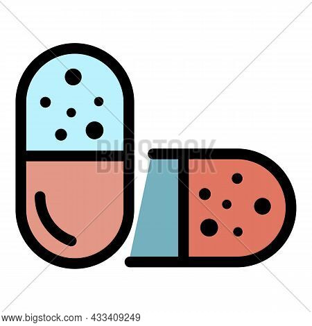 Two Capsules Icon. Outline Two Capsules Vector Icon Color Flat Isolated