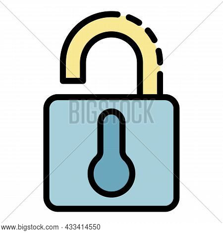 Open Smart Lock Icon. Outline Open Smart Lock Vector Icon Color Flat Isolated
