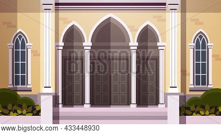 Contemporary Facade Of Catholic Church Architecture Christian Religion Culture Concept Horizontal
