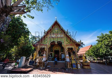 Nan.thailand- 17 Dec 2020:unacquainted People Walking In Wat Phuket Pua District Nan.phuket Temple I