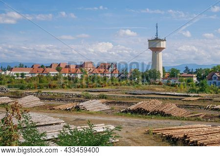 An image of the water tower of Neuf-Brisach France