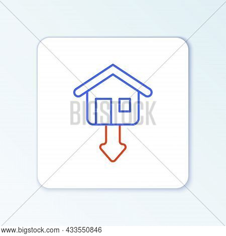 Line Property And Housing Market Collapse Icon Isolated On White Background. Falling Property Prices