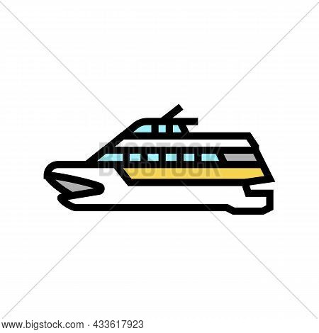 Catamaran Boat Color Icon Vector. Catamaran Boat Sign. Isolated Symbol Illustration