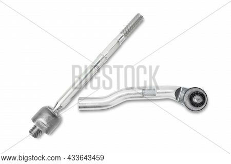 Top View Outside And Inside Ball Joint Of Steering Rack Arm Car On The White Background Repair Part 