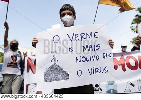 Protesters Protest Against The Government Of President Jair Bolsonaro In The City Of Salvador.