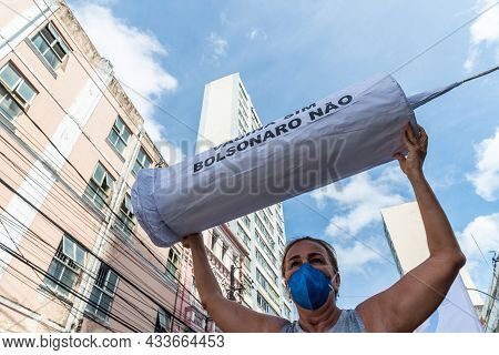 Protesters Protest Against The Government Of President Jair Bolsonaro In The City Of Salvador.