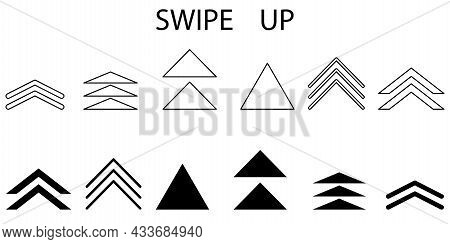 Black Arrow Up On White Backdrop. Forward Icon Set. Line Art. Navigation Pointer. Vector Illustratio