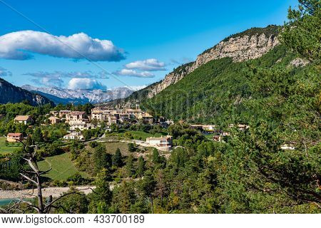 Village Of Saint Julien Du Verdon At Lac De Castillon In Provence, France.