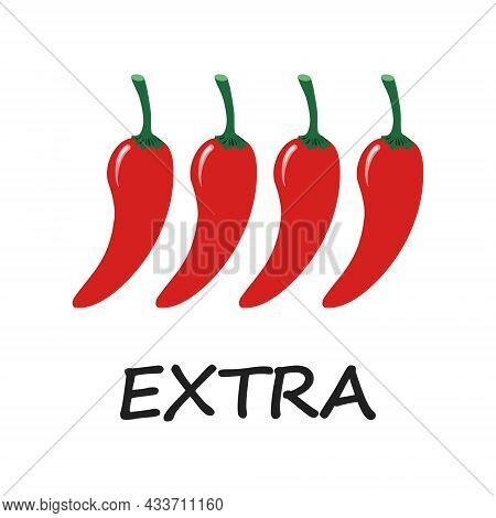 Spicy Chili Pepper Red Sauce Level Extra. Traditional Mexican And Chinese Spicy Food In Doodle Style