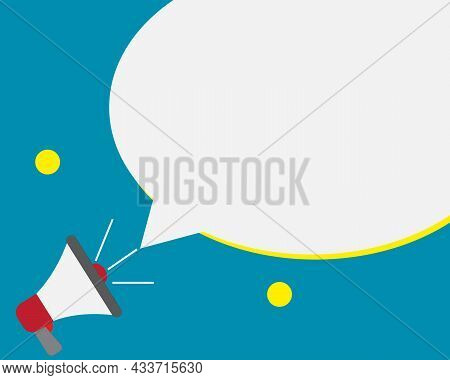 Megaphone Loud Hailer With Speech Bubble For Text Add On Blue Background