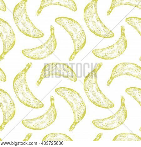 Vector Seamless Pattern With Hand-drawn Bananas. Wallpaper, Poster, Print For Clothes, Notebooks, Pa