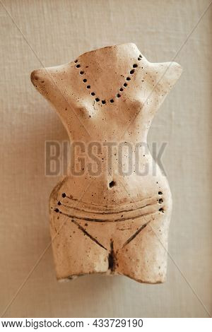 Clay Figurines Of The Women Of Trypillian Culture. Anthropomorphic Plastic Art. Trypillian Culture