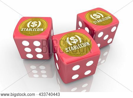 Stablecoin Cryptocurrency Bet Gamble Invest Red Dice 3d Illustration