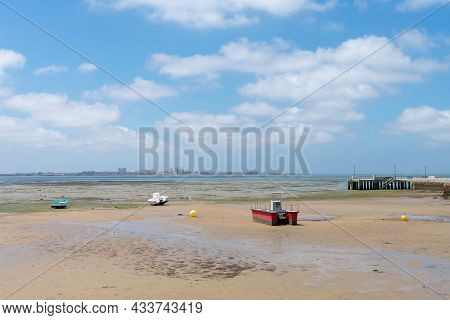 Fishing Boats On The Cachucha Beach In Puerto Real, Cadiz. Andalusia, Spain. Europe.