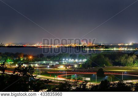 Distant View Of Peoria Illinois At Night