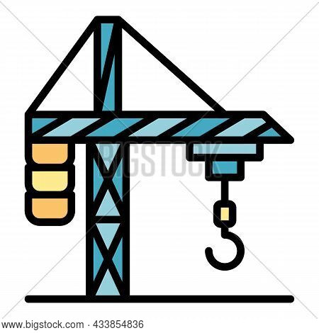 City Crane Building Icon. Outline City Crane Building Vector Icon Color Flat Isolated