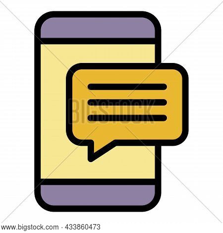 Smartphone Popup Message Icon. Outline Smartphone Popup Message Vector Icon Color Flat Isolated