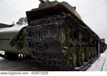 A Soviet Tank At The Training Ground In Winter.russian Military Equipment