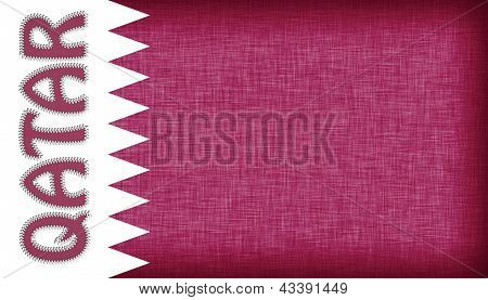Bandeira do Qatar, costurada com letras