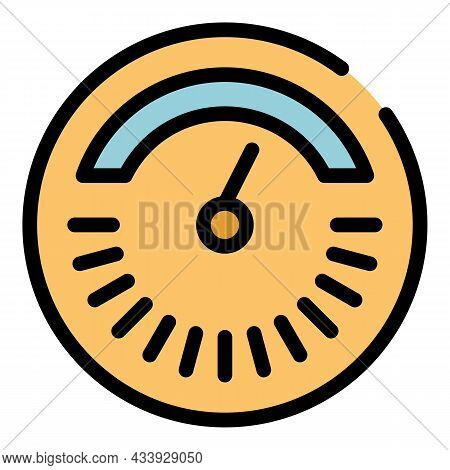 Round Thermometer Icon. Outline Round Thermometer Vector Icon Color Flat Isolated