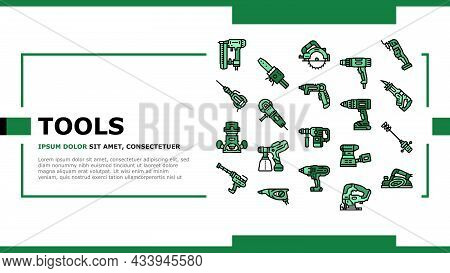 Tools For Building And Repair Landing Web Page Header Banner Template Vector. Heat Gun And Nailer, S