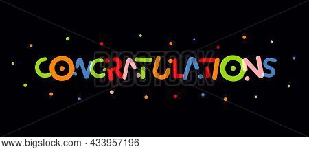 Congradulations Funny Lettering, Futuristic Space Colorful Greeting Letters For Kids Birthday, Child