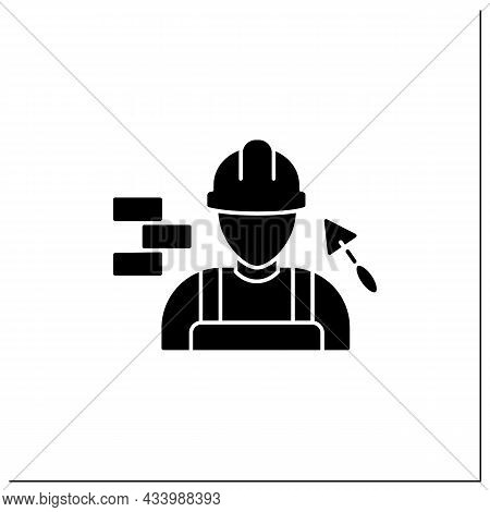 Builder Glyph Icon. Man Build Or Repair Houses.construction Worker. Important Job.professions Concep