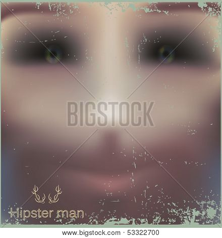 Abstract Man Face Mystical Portrait grunge style trendy blurry colors Art design in vector
