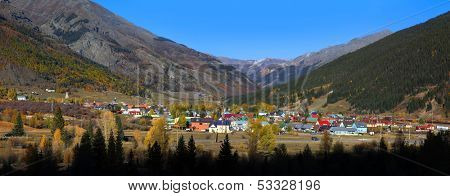 SILVERTON, COLORADO -OCTOBER 5: Historic Silverton city in Colorado USA on October 5, 2013, Is one of the highest towns in the United States, at 9,305 feet above sea level.