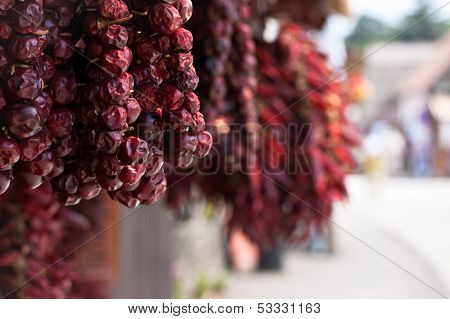 Street red peppers selling