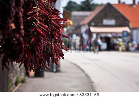 Street red peppers selling