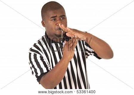 Black Referee Calling Time Out Or A Technical Foul